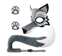 Juego de vestuario de lobo gris: atuendo divertido de Halloween, accesorios de cosplay de simulación, accesorios sin deslizamiento para la convención cómica