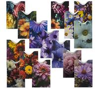 Juego de Viaje Boxiki de 15 Fundas bloqueadoras de RFID:La Mejor Manera de Proteger Tus Tarjetas contra el Robo electrónico.Diseño Duradero,Ligero y Compacto para Caber en Bolsillo o Bolso.Flores