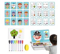 Juego De Viaje Magnético Cara Vestir, Magnetic Book Crazy Faces Niño, Tablero Dibujo Preescolar Puzzle Facial, Juego Educativo Magnético para Edades 3 4 5 6 Años Casa Preescolar Aula