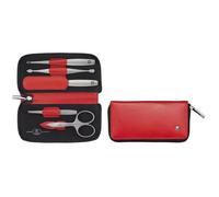 Juego de viaje Zwilling Twinox - rojo, estuche de cuero, 5 piezas - rojo