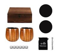 Juego de vidrio irlandés de madera artesanal con piedras de refrigeración para una excelente refrigeración y regalo elegante, juego de vidrio irlandés de madera artesanal con piedras de refrigeración
