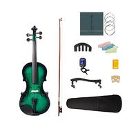 Juego De Violín 4/4 Con Estuche De Cuerdas De Puente De Arco De Violín, Nivel Principiante De Violín Gradual Verde Y Negro
