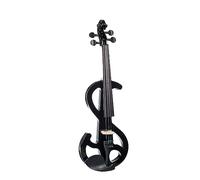 Juego De Violín Eléctrico Negro Tamaño Completo 4/4 Madera Maciza Metálico Silenciador Electrónico Violín De Caoba Con Puente De Arco
