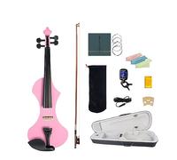 Juego De Violín Eléctrico Rosa 4/4 Con Estuche De Arco De Madera De Brasil, Cuerdas De Afinador De Puente Para Estudiantes Principiantes