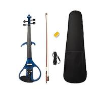 Juego De Violín Eléctrico, Violín De Madera Maciza, Pieza Trasera De Ébano Con Cuatro Afinadores Finos, Diapasón, Reposapiés, Juego De Violín Azul