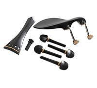 Juego de violín GEWA, juego de accesorios, juego de repuestos, cordal, mentonera, pomo final, 4 clavijas, ébano, mentonera modelo Guarneri, 4/4