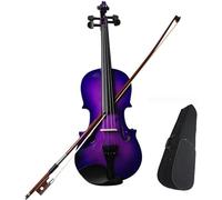 Juego de violín para niños y adultos, 1/8, 1/4, 1/2, 3/4, 4/4, tamaño completo, violines morados, juego de violín acústico de madera con funda, arco, colofonia, regalos