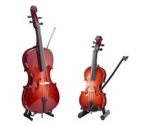 Juego de violín y violonchelo en miniatura Instrumentos musicales decorativos de madera Decoración del hogar para exhibición y colección Juego de violín y violonchelo en miniatura