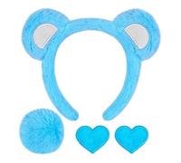 Juego de y cola para orejas - 4 piezas de peluche unisex accesorios para fotos con banda para la cabeza, accesorio suave y cómodo, broche de corazón incluido para deleitar