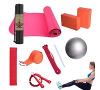 Juego de yoga para principiantes, kit de yoga para principiantes | Esterilla de entrenamiento con bolsa de transporte, equipo de fitness para pilates, ejercicios de suelo, incluye banda de