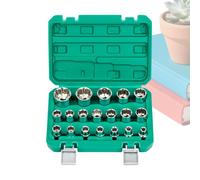 Juego de zócalos de 12 caras, trinquete de 1/2 pulgadas, casquillo eléctrico, cabezal multidiente de 12 dientes, robusto, ajuste preciso | Ideal para reparaciones de automóviles, talleres