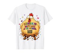 Juego del Pollo No mires el Pollo - Broma Divertida sobre el Camiseta gráfica económica, Hombre, Blanco, M