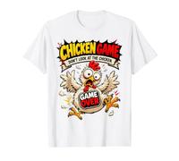 Juego del Pollo No mires el Pollo - Broma Divertida sobre el Camiseta gráfica económica, Hombre, Blanco, M