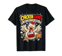 Juego del Pollo No mires el Pollo - Broma Divertida sobre el Camiseta gráfica económica, Hombre, Negro, S