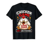 Juego del Pollo No mires el Pollo - Broma Divertida sobre el Camiseta gráfica económica, Hombre, Negro, XL