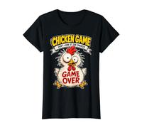 Juego del Pollo No mires el Pollo - Broma Divertida sobre el Camiseta gráfica económica, Mujer, Negro, L