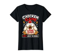 Juego del Pollo No mires el Pollo - Broma Divertida sobre el Camiseta gráfica económica, Mujer, Negro, M