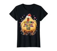 Juego del Pollo No mires el Pollo - Broma Divertida sobre el Camiseta gráfica económica, Mujer, Negro, XS