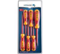 HÖGERT TECHNIK Juego de 6 destornilladores aislantes magnéticos con mango antideslizante, destornillador Phillips y destornillador plano 1000 V, STAL S2, rojo/amarillo
