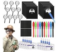 Juego Detectives Espía para Niños, 50 Piezas Kit Espía con Bolígrafo UV Cuaderno Lupa Detective Tarjetas de Identificación, Juego de rol de Detectives para Fiestas Disfraz Niños Cosplay