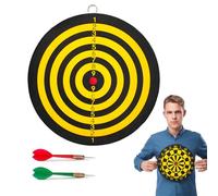 Juego Diana Dardos Pequeño 22,5 cm Tiro al Diana Tablero Doble Cara Tiro a Signo Adultos y Niños con 2 Flechas de Acero DartBoard Amarillo Negro Redondo Casa para colgar en la pared