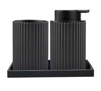 Juego dispensador jabon baño y Vaso con Bandeja, dispensador de jabón y portacepillos para baño Moderno 300ml, Accesorios Cocina y baño, jabón líquido y Gel Recargable, Botella de jabón