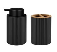 Juego dispensador jabon baño y Vaso, dispensador de jabón y portacepillos para baño Moderno de 300ml, Accesorios Cocina y baño, jabón líquido y Gel Recargable, Botella de jabón Elegante para tu hogar