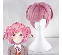 Juego Doki Doki Literature Club Cosplay Peluca Denki Natsuki Peluca Coplay Peluca sintética resistente al calor Cabello Fiesta de Halloween Anime Peluca