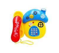 Juego Educativo 4 Años Bebé Teléfono Juguete animados Simulado Teléfono fijo Función de arrastre Llamada Jugar Piano Educación temprana Música Aprender Hit Hamster Niños Iluminación Cerebro (One Size)