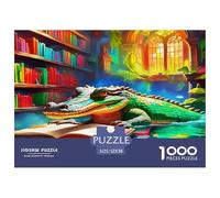 Juego Educativo de 1000 Piezas: Libro de Lectura de cocodrilos Junto a la Ventana para Adultos y Adolescentes. Tablero Premium 100% Reciclado. 52 x 38 cm (1000 Piezas).