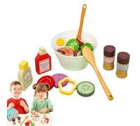Juego educativo de cocina para ensaladas y verduras de madera, juego educativo para alimentos, juego educativo de rol para niños, promueve hábitos alimenticios saludables como lo haría