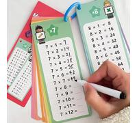 Juego Educativo de Tablas de Multiplicar,15 Flashcards con Tablas de Multiplicación 1x1,2 Marcadores Borrables,para Aprender y Practicar Las Tablas de Multiplicar en Casa o en la Escuela