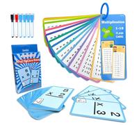 Juego Educativo de Tablas de multiplicar para niños con 15 Tarjetas Grandes 1x1 y 36 Tarjetas Dobles de práctica,Incluye 6 rotuladores borrables,Tarjetas de multiplicación plastificadas Escuela