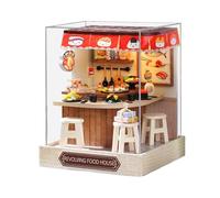Juego en miniatura: rompecabezas de casa de muñecas de madera de 9x9x15cm, modelo de luz de manualidades de construcción de bricolaje, casa pequeña hecha a mano creativa | Adorno decorativo de estante