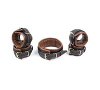 Juego Erótico De Bondage Y Sadomasoquismo Para Adultos,Juguetes Sexuales Para Mujeres Y Hombres,1 Pieza 5 En 1: Esposas,Tobilleras Y Collar,Color Marrón,Talla Única.
