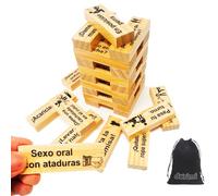 Juego Erótico Español Torre de Madera 48 Piezas - Juegos Hot para Adultos, Torre Picante para Parejas, Juegos Eróticos de Mesa, Juego de Pareja en Español (48 Piezas)