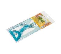 Juego escuadra y cartabon 25 cm regla 30 cm y semicirculo 15 cm faibo en petaca incolora irrompible