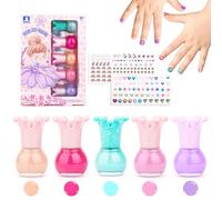 Juego Esmalte Pegatinas Uñas Pelables 5*5ml Colores Purpurina Secado Rápido para Niños, 2 Hojas Kit Regalo