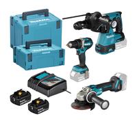 Juego especial de batería Makita DLX3195JX1 - kit combinado LXT de 18 V (DDF484 + DGA504 + DHR243 + 2 baterías de 5,0 Ah + cargador + MAKPAC)
