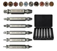 Juego Extractores de Tornillos Doble Cabeza 6PCS, Extractor Tornillos Rotos HSS 4341 para Tornillos Dañados en Tuberías, Válvulas y Madera con Caja Almacenamiento