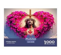 Juego Familia Difícil Puzzle 1000 Piezas Religión Jesús Corona Espinas Corazón Vivo Espiritual Idea Regalo Adultos Niños Casa 52x38cm
