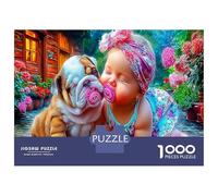 Juego Familiar Divertido Y Desafiante 1000 Piezas Baby & Frenchie Art - Cartón Extra Grueso Cute Dog para Adultos Y Niños De 12 Años 38x26cm/1000pcs