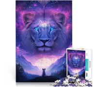 Juego Familiar para aliviar el estrés: desafío difícil León y Gato en un Paisaje cósmico Rompecabezas para Adolescentes de 1000 Piezas 50x75cm Una Obra de Arte