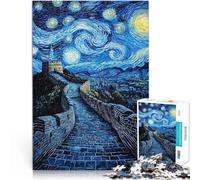 Juego Familiar para aliviar el estrés: desafío difícil Noche Estrellada de la Gran Muralla Puzzle de 1000 Piezas para Adultos 26x38cm Regalo Divertido