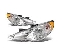 Juego Faros Delanteros Para Hyundai Para Sonata 2011-2014 Auto Dynasty Faros Delanteros DRL Cabeza Coche Señal Giro Dinámica Lente LED Sin Bombilla Faro Principal Delantero(Chrome Amber Corner)