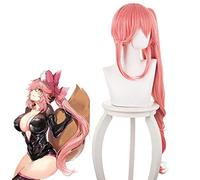 Juego Fate Grand Order Pelucas de Cosplay Tamamo No Mae Cosplay Peluca de cola de caballo única Peluca sintética Cabello Fiesta de carnaval de Halloween