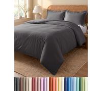 Juego Funda Nórdica 3 Piezas 200x200 cm Gris Oscuro - Funda Edredón 200x200 y 2 Fundas de Almohada 50x80 cm - Microfibra Cepillada - Sin Arrugas y Transpirable - OEKO-TEX Standard 100 Certificado