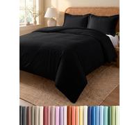 Juego Funda Nórdica 3 Piezas 200x200 cm Negro - Funda Edredón 200x200 y 2 Fundas de Almohada 50x80 cm - Microfibra Cepillada - Sin Arrugas, Suave y Transpirable, OEKO-TEX Standard 100 Certificado