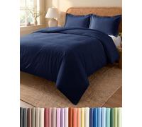 Juego Funda Nórdica 3 Piezas 240x220 cm Azul Marino - Funda Edredón 240x220 y 2 Fundas de Almohada 65x65 cm - Microfibra Cepillada - Sin Arrugas y Transpirable - OEKO-TEX Standard 100 Certificado