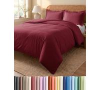 Juego Funda Nórdica 3 Piezas 240x220 cm Burdeos - Funda Edredón 240x220 y 2 Fundas de Almohada 80x80 cm - Microfibra Cepillada - Sin Arrugas, Suave y Transpirable, OEKO-TEX Standard 100 Certificado